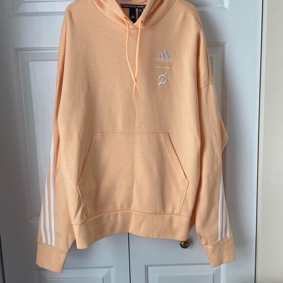 Adidas Peloton Orange Hoodie Sweatshirt Pullover‎ L Peach Women's - Picture 1 of 7